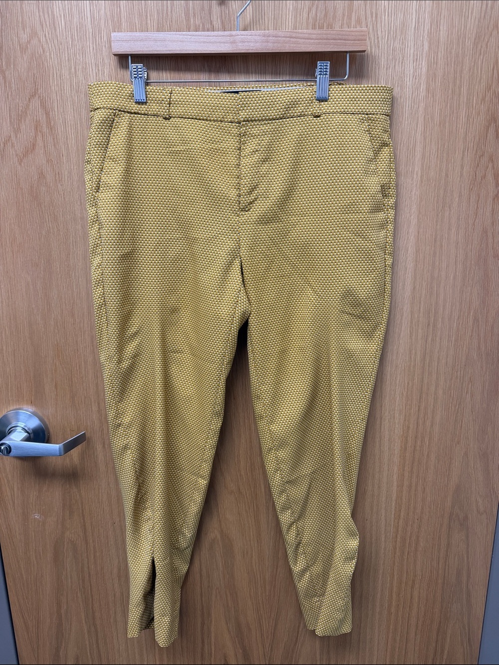 Banana Republic Avery Fit Textured Mustard Yellow Slim Trousers Size 10